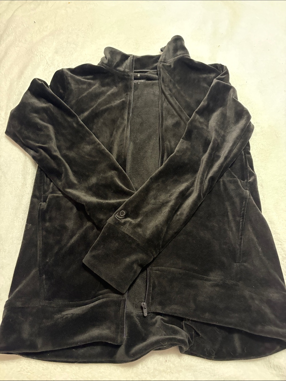 Cuddl Duds Black Plush Zip-Front Teddy Jacket